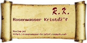 Rosenwasser Kristóf névjegykártya